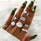 17KM Bohemian Gold Chain Rings Set For Women Fashion Boho Coin Snake Moon Rings Party 2021 Trend Jewelry Gift