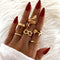 17KM Bohemian Gold Chain Rings Set For Women Fashion Boho Coin Snake Moon Rings Party 2021 Trend Jewelry Gift
