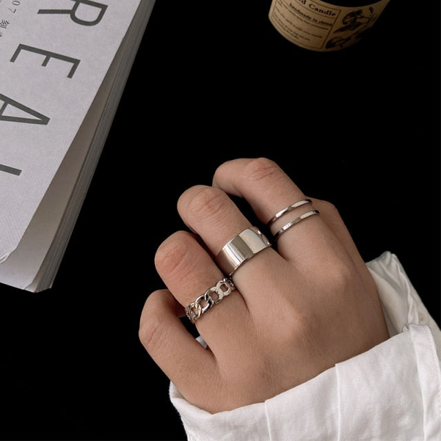 17KM Bohemian Gold Chain Rings Set For Women Fashion Boho Coin Snake Moon Rings Party 2021 Trend Jewelry Gift