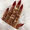 17KM Bohemian Gold Chain Rings Set For Women Fashion Boho Coin Snake Moon Rings Party 2021 Trend Jewelry Gift