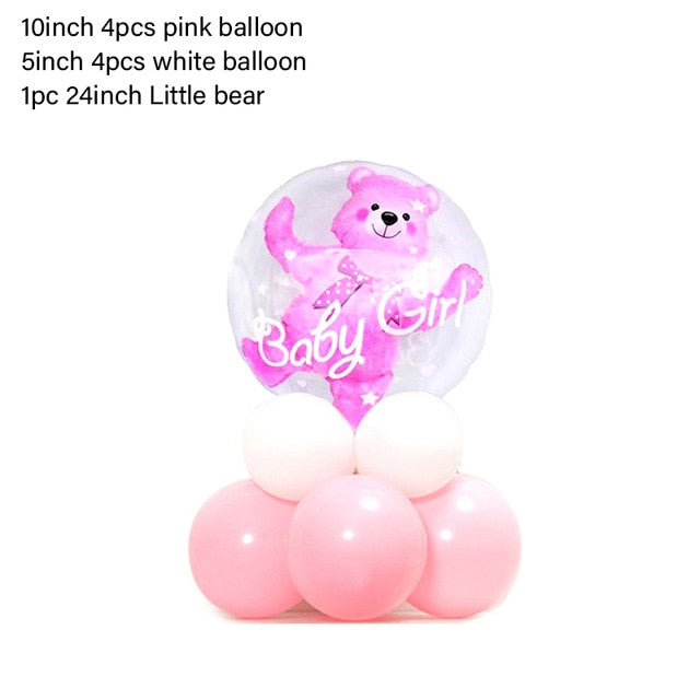 4D Transparent Baby Girl/Boy Bear Bubble Ball Birthday Party Blue/Pink Balloon Baby Shower Gender Reveal Decor DIY Gift Supplies