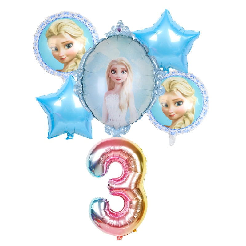 elsa Disney Frozen princess helium balloons 32inch number Baby shower girl foil globos birthday party decorations kids toys