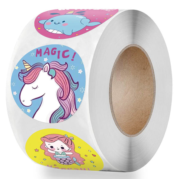 Unicorn Sticker 1 Inch Reward Cute Animals Sticker for Kids Classic Toy Decoration School Teacher Supplies Encouragement Sticker
