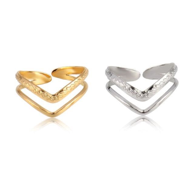 Snake Ring Stainless Steel Rings For Women Statement Ring Women's Rings Punk Open Finger Gold Color Geometry Ring Rings Jewelry