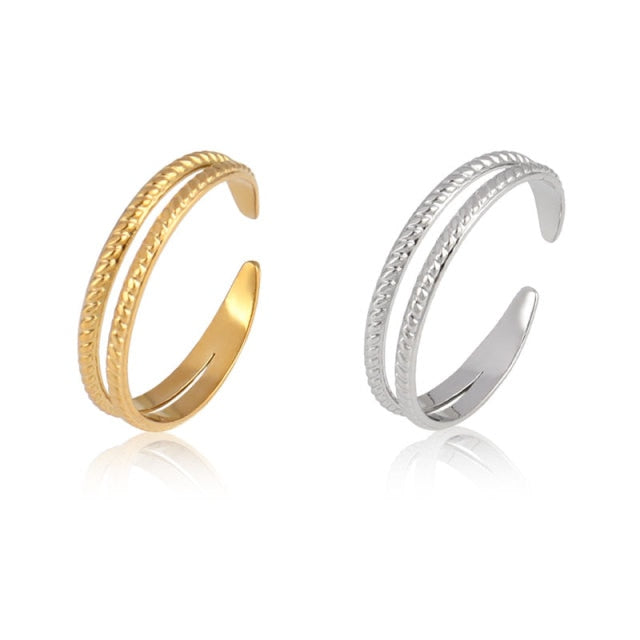 Snake Ring Stainless Steel Rings For Women Statement Ring Women's Rings Punk Open Finger Gold Color Geometry Ring Rings Jewelry