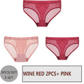 FINETOO 3PCS/Set Women Panties Sexy Mesh Lingerie Breathable Female Underwear For Woman Low-Rise Underpant Woman Panties Briefs