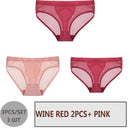 FINETOO 3PCS/Set Women Panties Sexy Mesh Lingerie Breathable Female Underwear For Woman Low-Rise Underpant Woman Panties Briefs