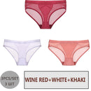 FINETOO 3PCS/Set Women Panties Sexy Mesh Lingerie Breathable Female Underwear For Woman Low-Rise Underpant Woman Panties Briefs