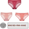 FINETOO 3PCS/Set Women Panties Sexy Mesh Lingerie Breathable Female Underwear For Woman Low-Rise Underpant Woman Panties Briefs