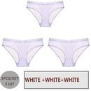 FINETOO 3PCS/Set Women Panties Sexy Mesh Lingerie Breathable Female Underwear For Woman Low-Rise Underpant Woman Panties Briefs