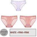 FINETOO 3PCS/Set Women Panties Sexy Mesh Lingerie Breathable Female Underwear For Woman Low-Rise Underpant Woman Panties Briefs