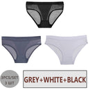 FINETOO 3PCS/Set Women Panties Sexy Mesh Lingerie Breathable Female Underwear For Woman Low-Rise Underpant Woman Panties Briefs