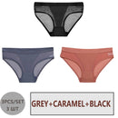 FINETOO 3PCS/Set Women Panties Sexy Mesh Lingerie Breathable Female Underwear For Woman Low-Rise Underpant Woman Panties Briefs