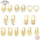 CANNER Real 925 Sterling Silver Hoop Earrings For Women Luxury Zircon Circle Round Earring Fashion Earings Jewelry pendientes