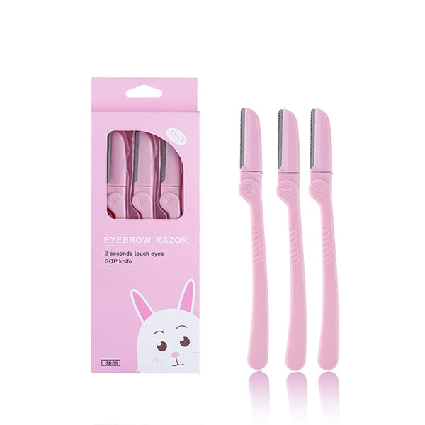 3Pcs/Set Pink Facial Eyebrow Trimmer Armpit Hair Razor Beauty Face Eye brow Shaper Shaver Stainless Steel Blades Makeup Tools