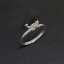 MKENDN Airplane Couple Ring for Women Men Pilot & Flight Butterfly Dinosaur Shark Ring Attendant Wedding Set Aviation Lover Gift