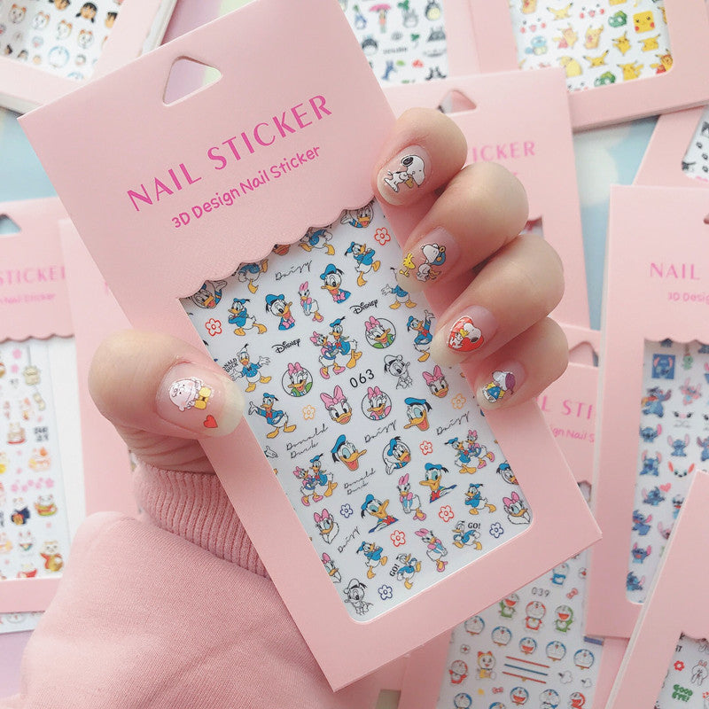 Disney Mickey Minnie Stitch Donald Duck Girl Heart Cartoon Cute Nail Sticker Self-adhesive Nail Sticker DIY Sticker