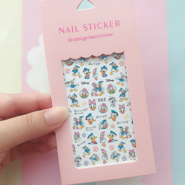 Disney Mickey Minnie Stitch Donald Duck Girl Heart Cartoon Cute Nail Sticker Self-adhesive Nail Sticker DIY Sticker
