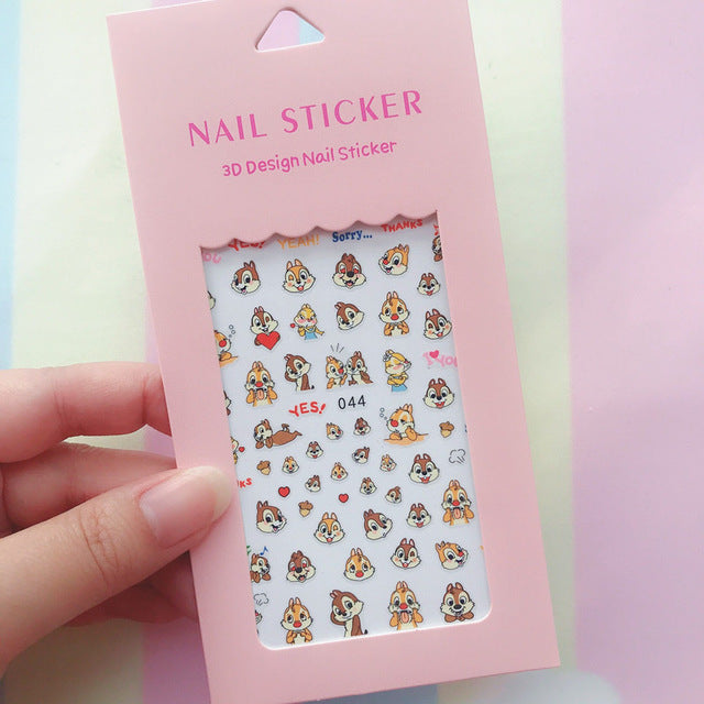 Disney Mickey Minnie Stitch Donald Duck Girl Heart Cartoon Cute Nail Sticker Self-adhesive Nail Sticker DIY Sticker