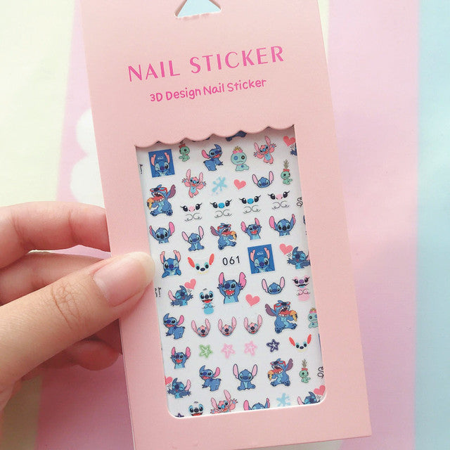 Disney Mickey Minnie Stitch Donald Duck Girl Heart Cartoon Cute Nail Sticker Self-adhesive Nail Sticker DIY Sticker