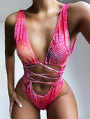 2021 Hollow Sexy Swimwear Women Bandage Padded One Piece Swimsuit Monokini Biquini Traje De Bano Mujer Trikini Badpak Femme