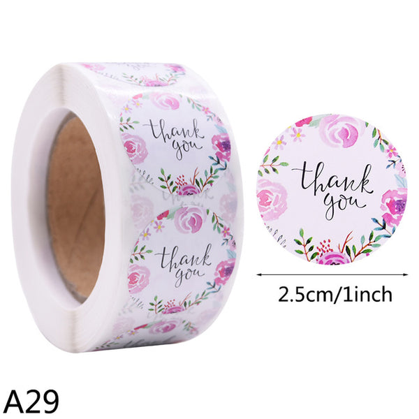 500pcs/Roll 2.5cm Thank You Stickers Seal Labels Gift Packaging Stickers Wedding Birthday Party Offer Stationery Sticker