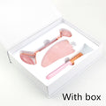 Rose Quartz Roller Facial Massager Powder Crystal Roller Jade Roller Scraper Mask Brush Three-piece Beauty Face-lifting Tool