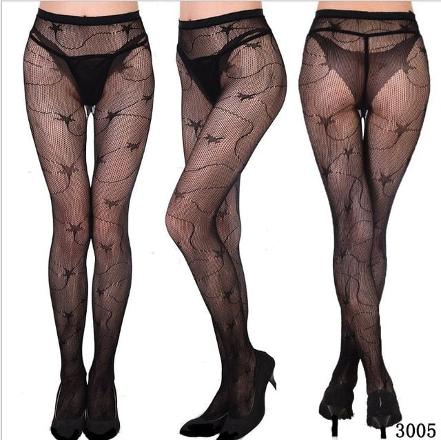 Womens Sexy Fishnet Tights Jacquard Weave Seamless Pantyhose Yarns Garter Grid Fish Net Stockings Hose Sexy Lingerie Collant