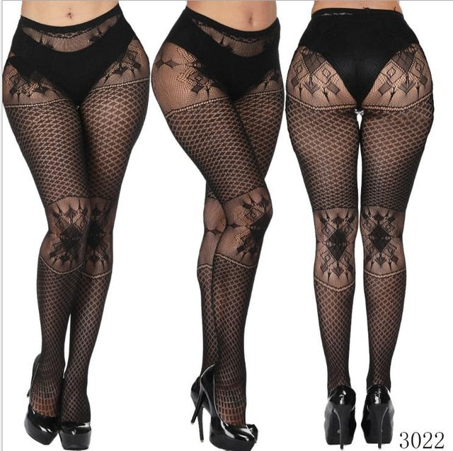 Womens Sexy Fishnet Tights Jacquard Weave Seamless Pantyhose Yarns Garter Grid Fish Net Stockings Hose Sexy Lingerie Collant