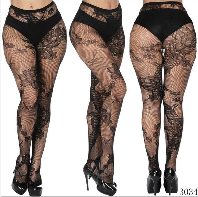 Womens Sexy Fishnet Tights Jacquard Weave Seamless Pantyhose Yarns Garter Grid Fish Net Stockings Hose Sexy Lingerie Collant