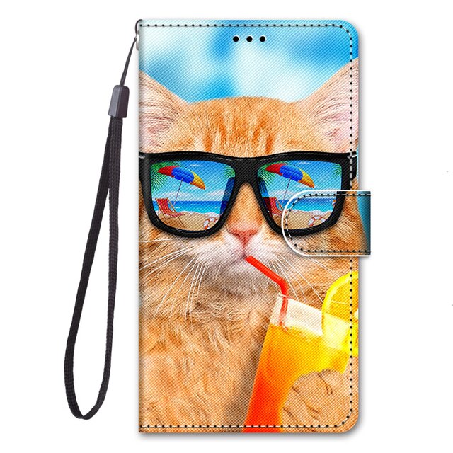Flip Leather Phone Case For Redmi Note 9T 9 9S Pro 9A 9C Fundas Wallet Card Holder Stand Book Cover Cat Dog Painted Coque Capa