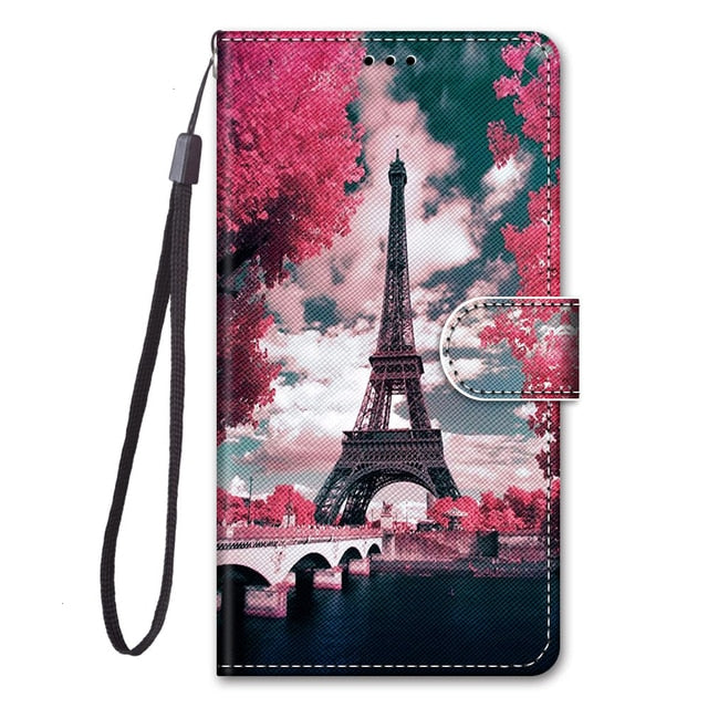 Flip Leather Phone Case For Redmi Note 9T 9 9S Pro 9A 9C Fundas Wallet Card Holder Stand Book Cover Cat Dog Painted Coque Capa
