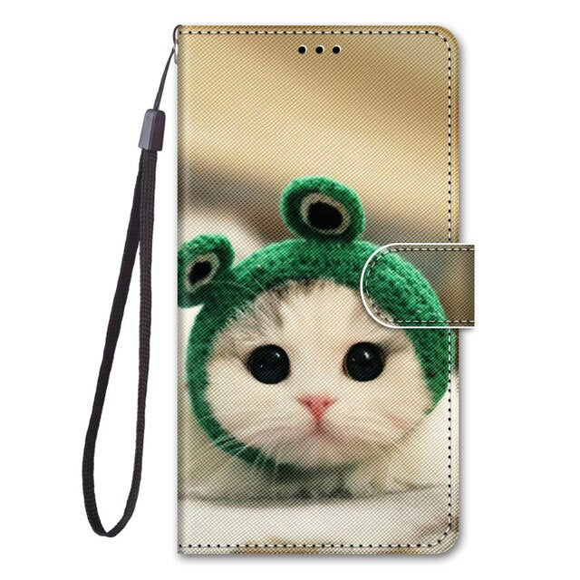 Flip Leather Phone Case For Redmi Note 9T 9 9S Pro 9A 9C Fundas Wallet Card Holder Stand Book Cover Cat Dog Painted Coque Capa