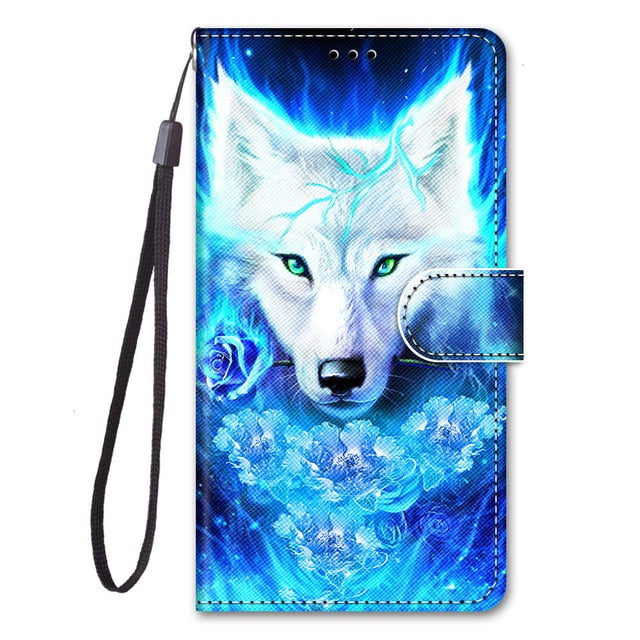 Flip Leather Phone Case For Redmi Note 9T 9 9S Pro 9A 9C Fundas Wallet Card Holder Stand Book Cover Cat Dog Painted Coque Capa