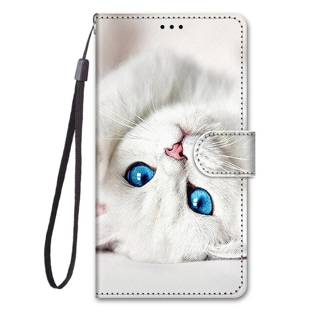 Flip Leather Phone Case For Redmi Note 9T 9 9S Pro 9A 9C Fundas Wallet Card Holder Stand Book Cover Cat Dog Painted Coque Capa