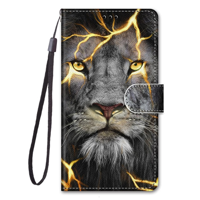 Flip Leather Phone Case For Redmi Note 9T 9 9S Pro 9A 9C Fundas Wallet Card Holder Stand Book Cover Cat Dog Painted Coque Capa