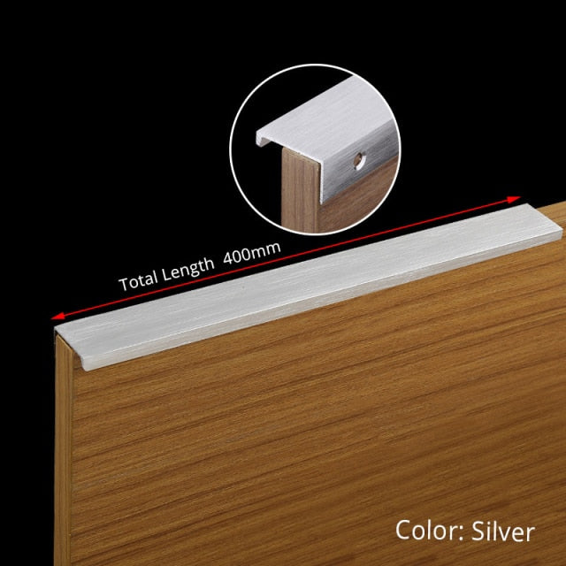 KAK Black Silver Hidden Cabinet Handles Zinc Alloy Kitchen Cupboard Pulls Drawer Knobs Bedroom Door Furniture Handle Hardware