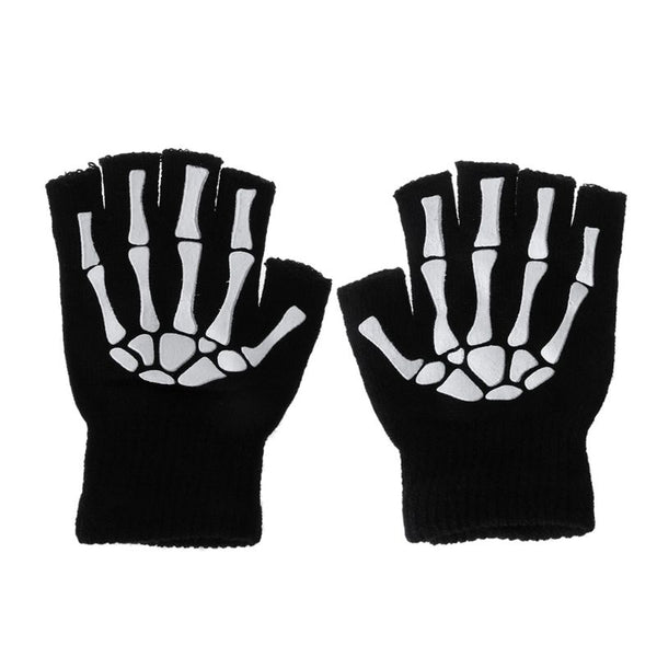 Cycling Gloves Kids Outdoor Sports Bicycle Half Finger Skeleton Soft Protective