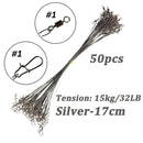 Assorted 32lb/35lb Fishing Line Steel Wire Leader With Rolling Swivels Duo-Lock Snap Anti-bait Carp Fishing Wire Leadcore Leash