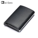 BISI GORO 2021 Business ID Credit Card Holder Men and Women Metal RFID Vintage Aluminium Box PU Leather Card Wallet Note Carbon