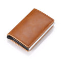 BISI GORO 2021 Business ID Credit Card Holder Men and Women Metal RFID Vintage Aluminium Box PU Leather Card Wallet Note Carbon