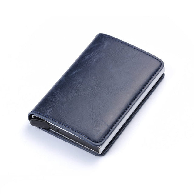 BISI GORO 2021 Business ID Credit Card Holder Men and Women Metal RFID Vintage Aluminium Box PU Leather Card Wallet Note Carbon
