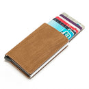 BISI GORO 2021 Business ID Credit Card Holder Men and Women Metal RFID Vintage Aluminium Box PU Leather Card Wallet Note Carbon