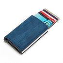 BISI GORO 2021 Business ID Credit Card Holder Men and Women Metal RFID Vintage Aluminium Box PU Leather Card Wallet Note Carbon