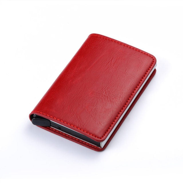 BISI GORO 2021 Business ID Credit Card Holder Men and Women Metal RFID Vintage Aluminium Box PU Leather Card Wallet Note Carbon