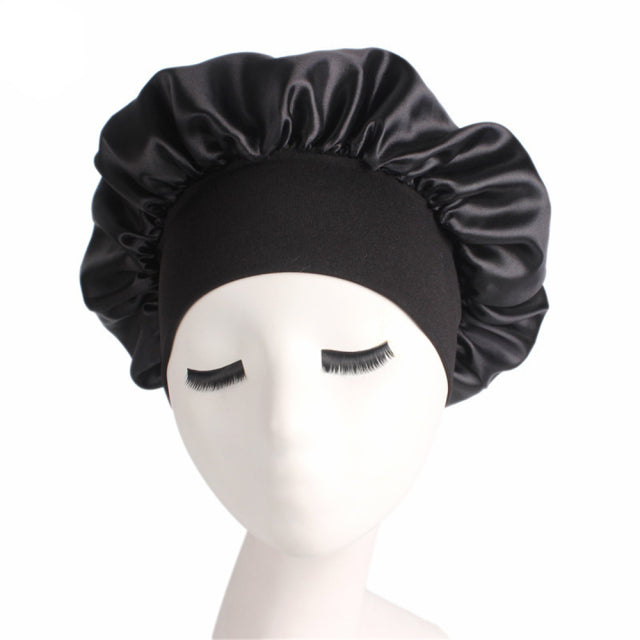 Newly Women's Satin Solid Sleeping Hat Night Sleep Cap Hair Care Bonnet Nightcap For Women Men Unisex Cap Bonnet De Nuit