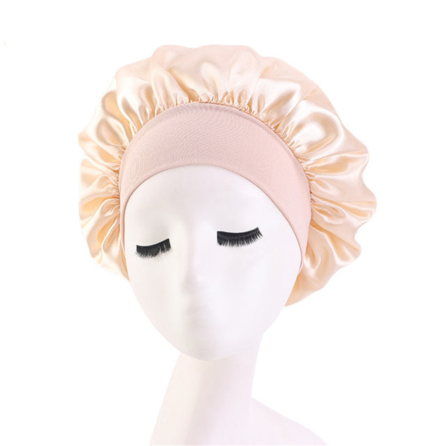 Newly Women's Satin Solid Sleeping Hat Night Sleep Cap Hair Care Bonnet Nightcap For Women Men Unisex Cap Bonnet De Nuit
