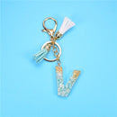 ZOSHI Fashion 26 Letters Resin Keychains for Women Gold Foil Bag Pendant Charms Handbag Accessories Tassel Key Rings