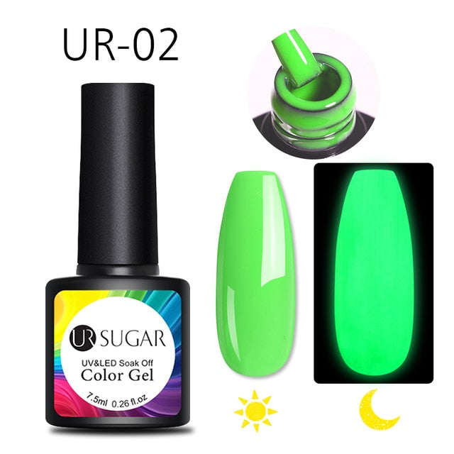 UR SUGAR Luminous Nail Gel Glow In Dark Fluorescent Neon UV LED Semi Permanent Soak Off Gel Varnish Lighting In Night Nail Art