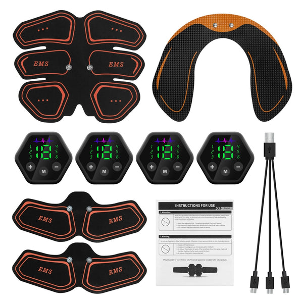 Muscle Stimulator EMS Abdominal Hip Trainer LCD Display Toner USB Abs Fitness Training  Home Gym Weight Loss Body Slimming